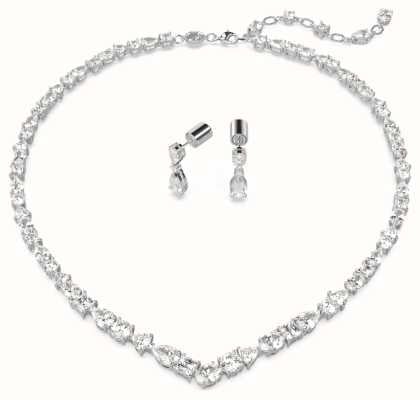 Swarovski Mesmera Necklace and Earring Set Rhodium Plated White Crystals 5674306