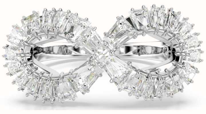 Swarovski Hyperbola Cocktail Ring Infinity White Crystals Rhodium Plated Size 52 5679694