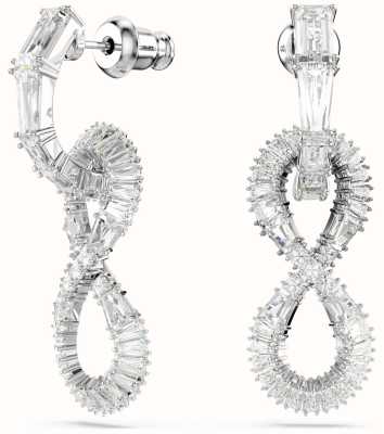 Swarovski Hyperbola Drop Earrings Infinity White Crystals Rhodium Plated 5679793