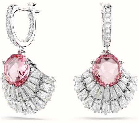 Swarovski Idyllia Drop Earrings Shell Pink Crystals Rhodium Plated 5680295