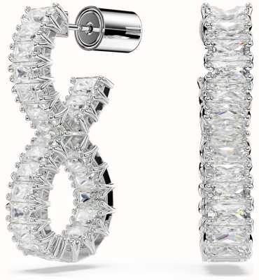 Swarovski Hyperbola Hoop Earrings Infinity White Crystals Rhodium Plated 5684047