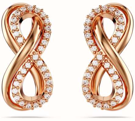 Swarovski Hyperbola Stud Earrings Infinity White Crystals Rose Gold-Tone Plated 5684085