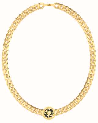 Guess Men's 4G Icon Gold Plated Chain And 21mm Black 4G Necklace 21" UMN02112YGBK