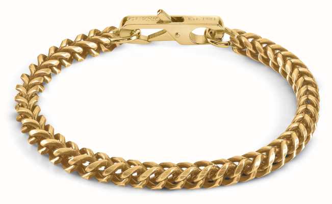Guess Men's My Chains Gold Plated Black and Gold Chain Bracelet UMB01338YGL