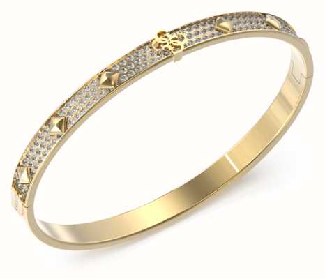 Guess Women's 4G Forever Gold Plated 6mm Pave Stud Bangle UBB03276YGL