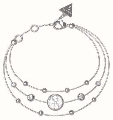 Guess Women's Perfect Illusion Rhodium Plated 4G Triple Chain Bracelet UBB03377RHL