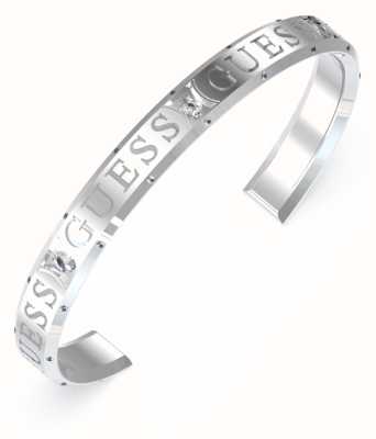 Guess Women's Just Guess Rhodium Plated Logo Round Bangle UBB03115RHL