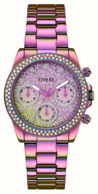 Guess Women's Sol (38mm) Pink Glitter Dial / Pink Stainless Steel Bracelet GW0483L5