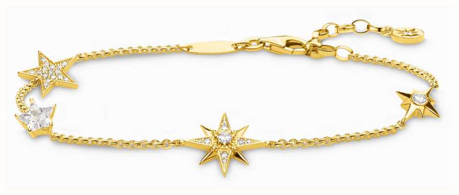 Thomas Sabo Star Bracelet Gold-Plated Sterling Silver Crystal Set 19cm A1916-414-14-L19V