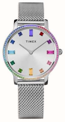 Timex Women's (34mm) Silver Dial Rainbow Crystals / Stainless Steel Mesh Bracelet TW2W19100