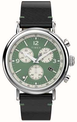 Timex Men's Waterbury Chrono (41mm) Green Dial / Brown Leather Strap TW2V71000