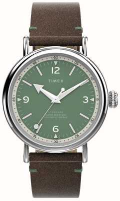 Timex Men's Waterbury (40mm) Green Dial / Brown Leather Strap TW2V71200