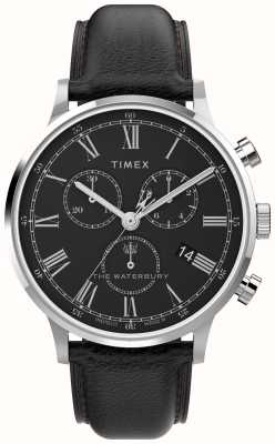 Timex Men's Waterbury Classic (40mm) Black Dial / Black Leather Strap TW2U88300