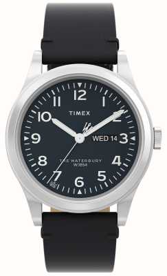 Timex Men's Waterbury (39mm) Black Dial / Black Leather Strap TW2W14700
