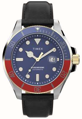 Timex Harborside Coast Automatic (43mm) Blue Dial / Black Leather Strap TW2V72200