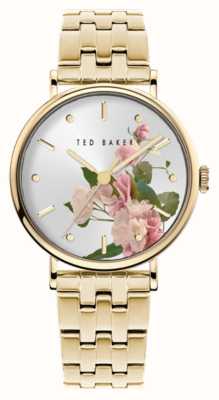 Ted Baker Women's Phylipa (34mm) Silver Floral Dial / Gold-Tone Stainless Steel Bracelet BKPPHF309