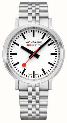 Mondaine Stop2Go (41mm) Classic White Dial / 316L Stainless Steel Bracelet MST.4101B.SJ.2SE