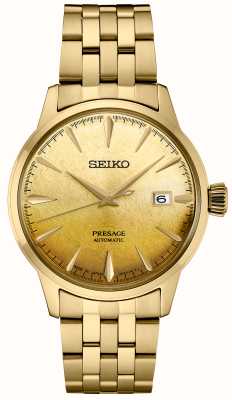 Seiko ‘Beer Julep’ Presage Cocktail Time (40.5mm) Gold Dial / Gold-Tone Stainless Steel Bracelet SRPK46J1