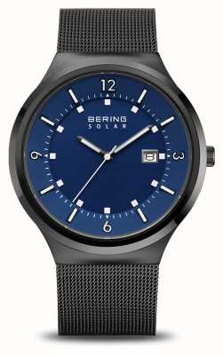 Bering Men's Solar (42mm) Blue Dial / Black Stainless Steel Mesh Bracelet 14442-227