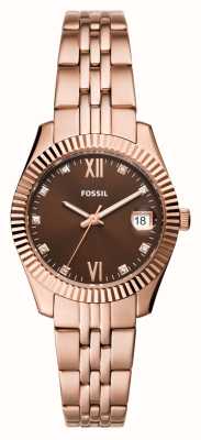 Fossil Women's Scarlette (32mm) Brown Dial / Rose Gold-Tone Stainless Steel Bracelet ES5324