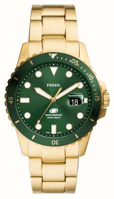 Fossil Men's Blue (42mm) Green Dial / Gold-Tone Stainless Steel Bracelet FS6030