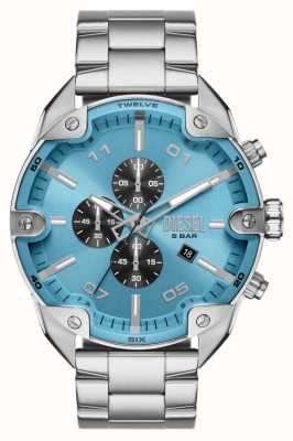 Diesel Men's Spiked (49mm) Blue Chronograph Dial / Stainless Steel Bracelet DZ4655