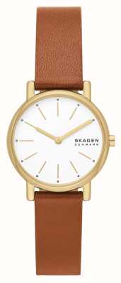 Skagen Women's Signatur Lille (30mm) White Dial / Brown Leather Strap SKW3121