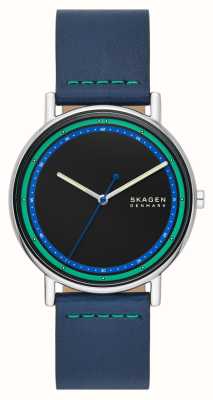 Skagen Men's Signatur (40mm) Black Dial / Blue Leather Strap SKW6901