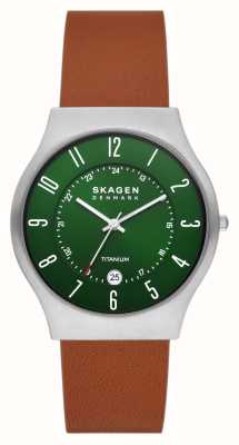 Skagen Men's Sundby Titanium (40mm) Green Dial / Brown Leather Strap SKW6908