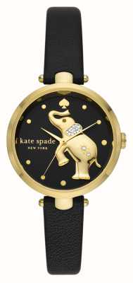 Kate Spade Holland (34mm) Black Elephant Dial / Black Leather Strap KSW1813