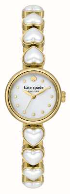 Kate Spade Monroe (24mm) Mother-of-Pearl Dial / Gold-Tone Pearl Heart Stainless Steel Bracelet KSW1815