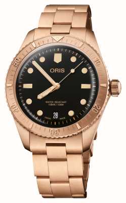 ORIS Divers Sixty-Five Date Cotton Candy Sepia (38mm) Black Dial / Bronze Bracelet 01 733 7771 3154-07 8 19 15