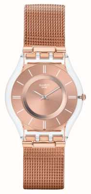 Swatch Hello Darling (34mm) Rose Gold Dial / Rose Gold-Tone Stainless Steel Mesh Bracelet SS08K104M