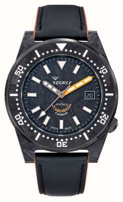 Squale T-183 Forged Carbon Orange (42mm) Forged Carbon Dial / Rubberized Leather Strap T183AFCOR.RLOR