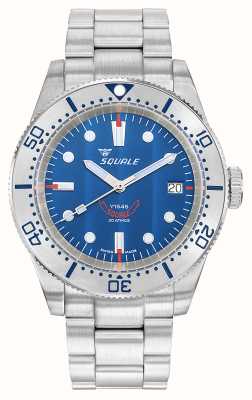 Squale 1545 Steel Blue (40mm) Blue Côtes De Genêve Dial / Stainless Steel Bracelet 1545SSBLC.AC