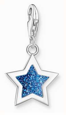 Thomas Sabo Star Charm Sterling Silver Blue Glitter Cold Enamel 2055-007-32