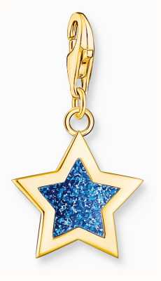 Thomas Sabo Star Charm Gold-Plated Sterling Silver Blue Glitter Cold Enamel 2056-427-32