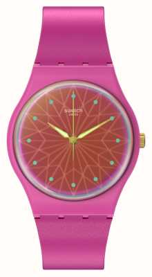 Swatch FANTASTIC FUSHIA (34mm) Neon Pink Dial / Pink Silicone Strap SO28P110