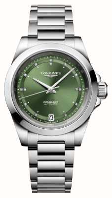 LONGINES Conquest Automatic Diamond (34mm) Sunray Green Dial / Stainless Steel Bracelet L34304076