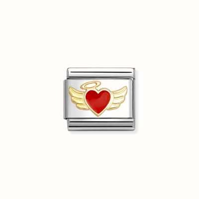 Nomination COMPOSABLE Classic LOVE In Stainless Steel With Enamel And 18k Gold Angel Heart 030207/52