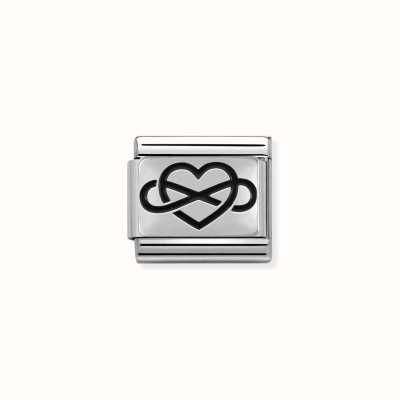Nomination Composable Classic PLATES OXIDIZED Steel And 925 Sterling Silver Infinity Heart 330102/05