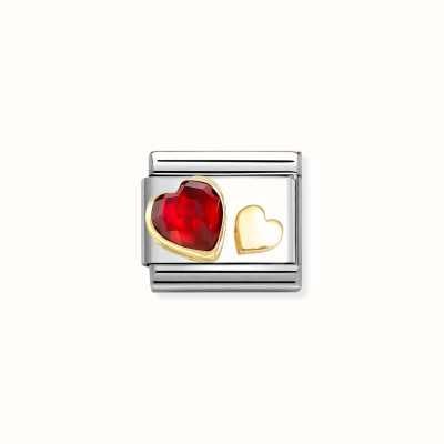 Nomination FACETED CZ With SYMBOLS In Steel 18k Gold Red Heart 030611/05