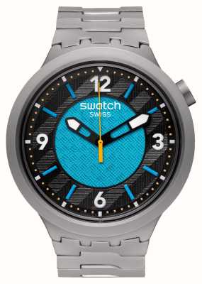 Swatch FROSTBLOOM (47mm) Black & Blue Dial / Stainless Steel Bracelet SB07S116G