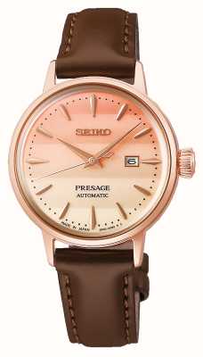 Seiko Presage Cocktail Time ‘Pinky Twilight’ Limited Edition (30.3mm) Pink Dial / Brown Leather Strap SRE014J1