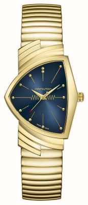 Hamilton Ventura Quartz (32.3mm) Blue Dial / Gold PVD Stainless Steel Bracelet H24301141