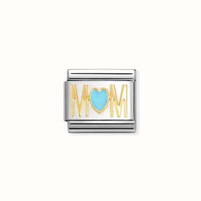 Nomination Composable Classic Stainless Steel Bonded Yellow Gold Blue Enamel Mum/Mom Charm 030272/83