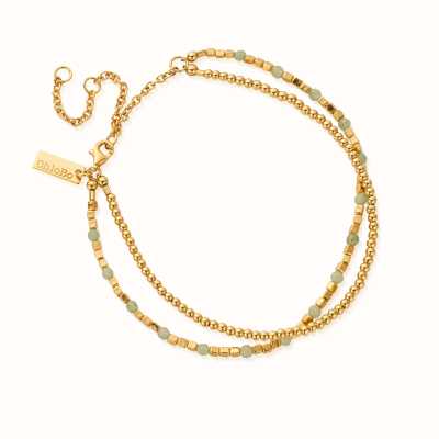 ChloBo In Bloom MINI CUTE and Aventurine Anklet - Gold Plated GANAMC