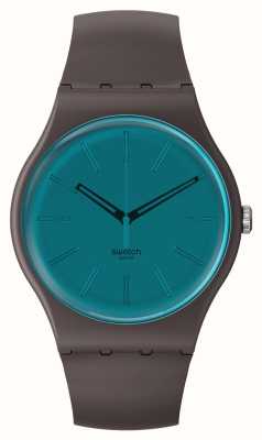 Swatch DARK DUALITY (41mm) Teal Dial / Brown Bio-Sourced Strap SO29C100
