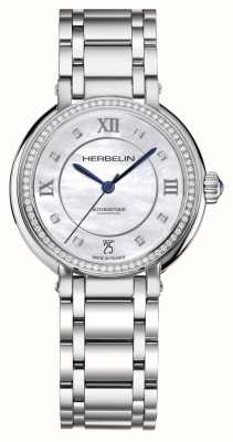 Herbelin Women's Galet (33.5mm) Diamond Set Mother-of-Pearl Dial / Stainless Steel Bracelet 1630B72Y89