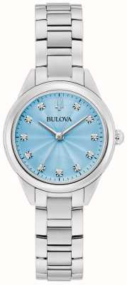 Bulova Sutton Diamond Quartz (28mm) Pastel Blue Dial / Stainless Steel Bracelet 96P250